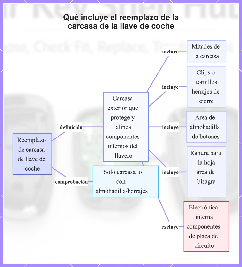Qué incluye el reemplazo de la carcasa de la llave de coche