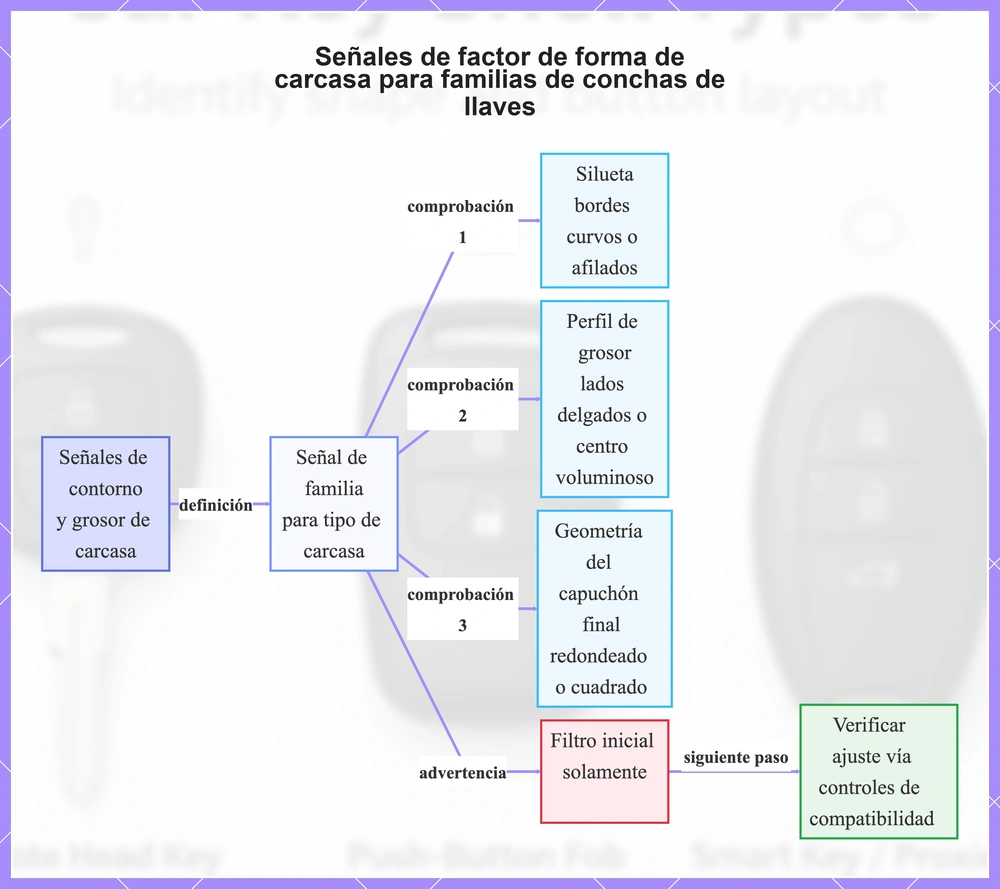 Señales de factor de forma de carcasa para familias de conchas de llaves