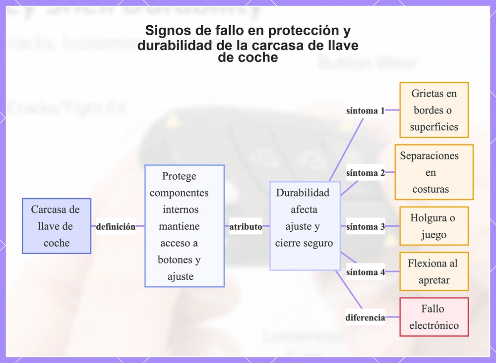 Signos de fallo en protección y durabilidad de la carcasa de llave de coche