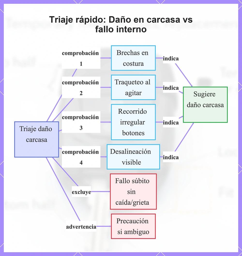 Triaje rápido: Daño en carcasa vs fallo interno
