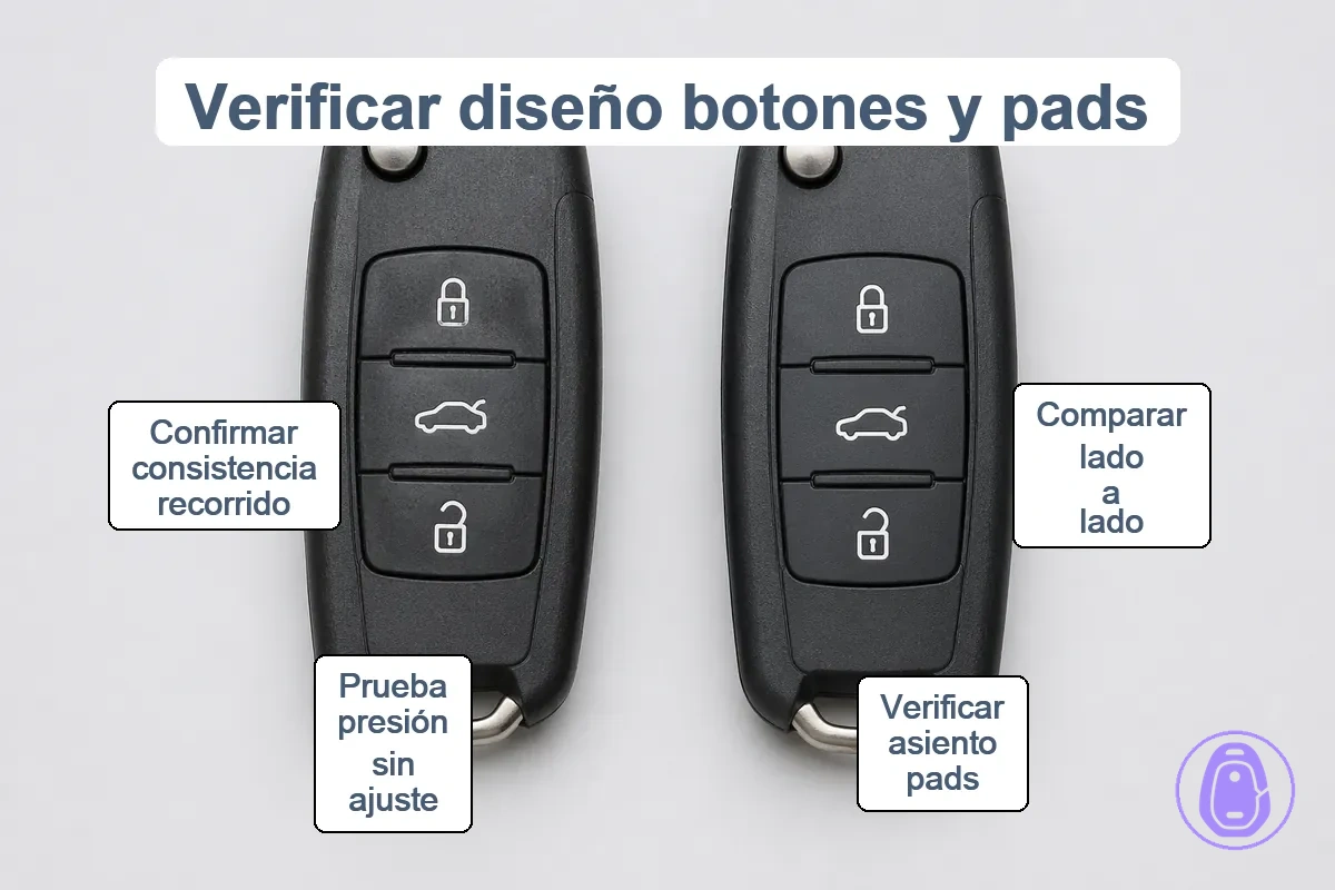 Verificar distribución de botones y coincidencia de membrana de botones usando la llave de coche original como referencia