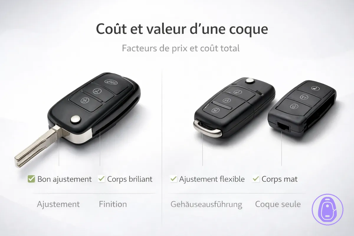 Illustration de comparaison des coûts avec des facteurs de valeur comme la précision d’ajustement et la durabilité.