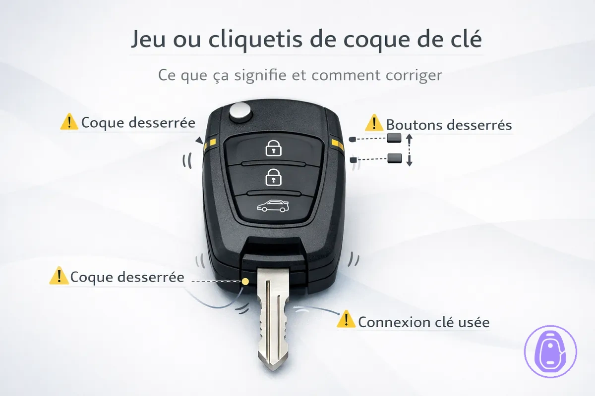Illustration d’une coque lâche avec des points de mouvement pouvant provoquer un cliquetis.