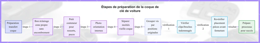 Étapes de préparation de la coque de clé de voiture