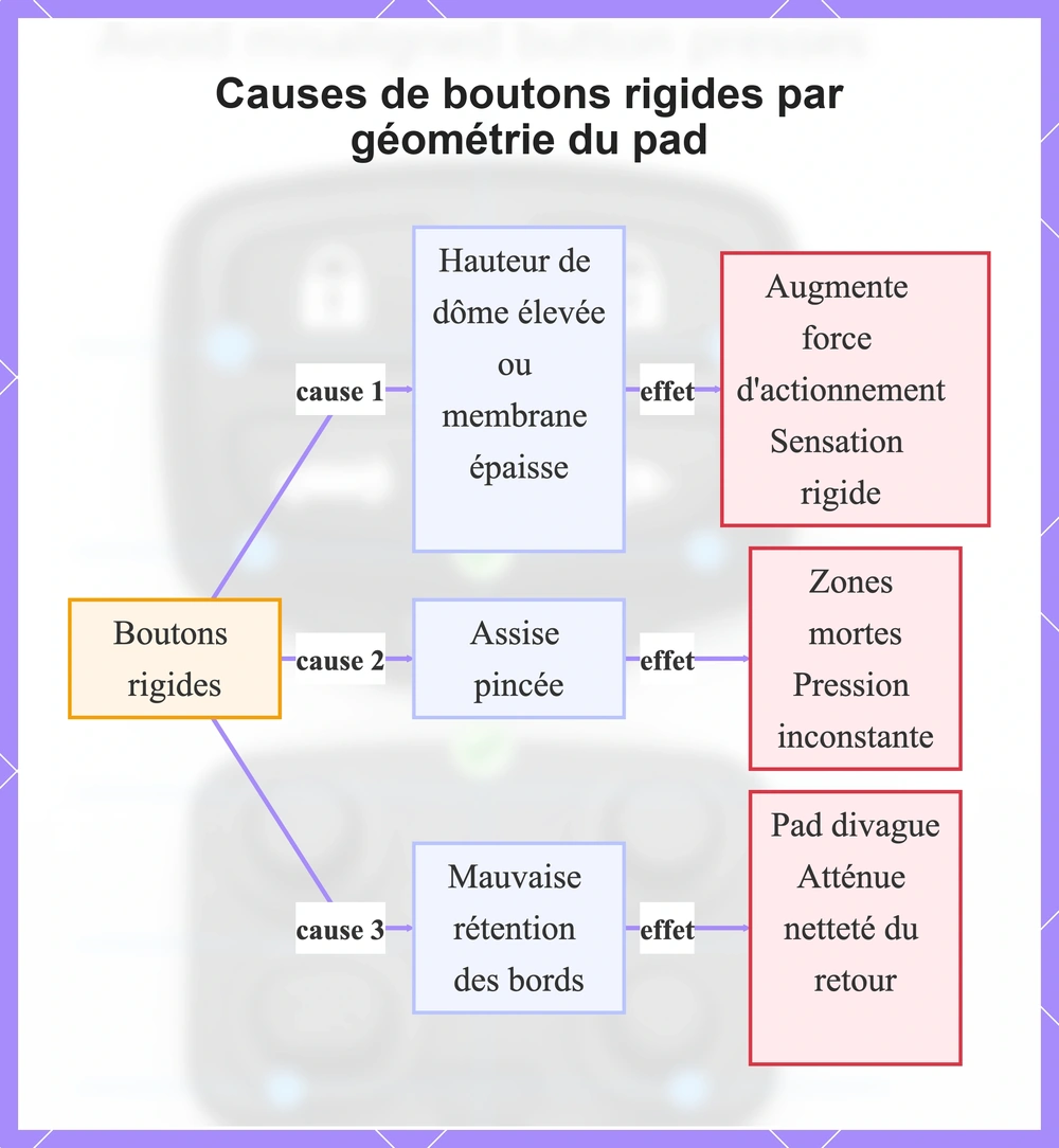 Causes de boutons rigides par géométrie du pad