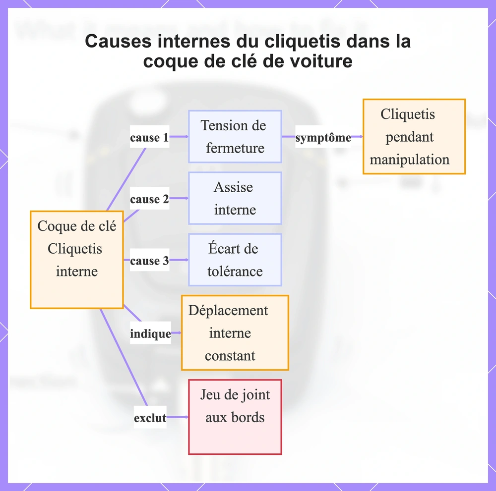 Causes internes du cliquetis dans la coque de clé de voiture