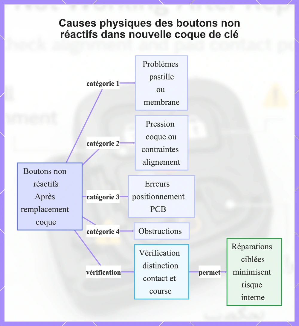 Causes physiques des boutons non réactifs dans nouvelle coque de clé