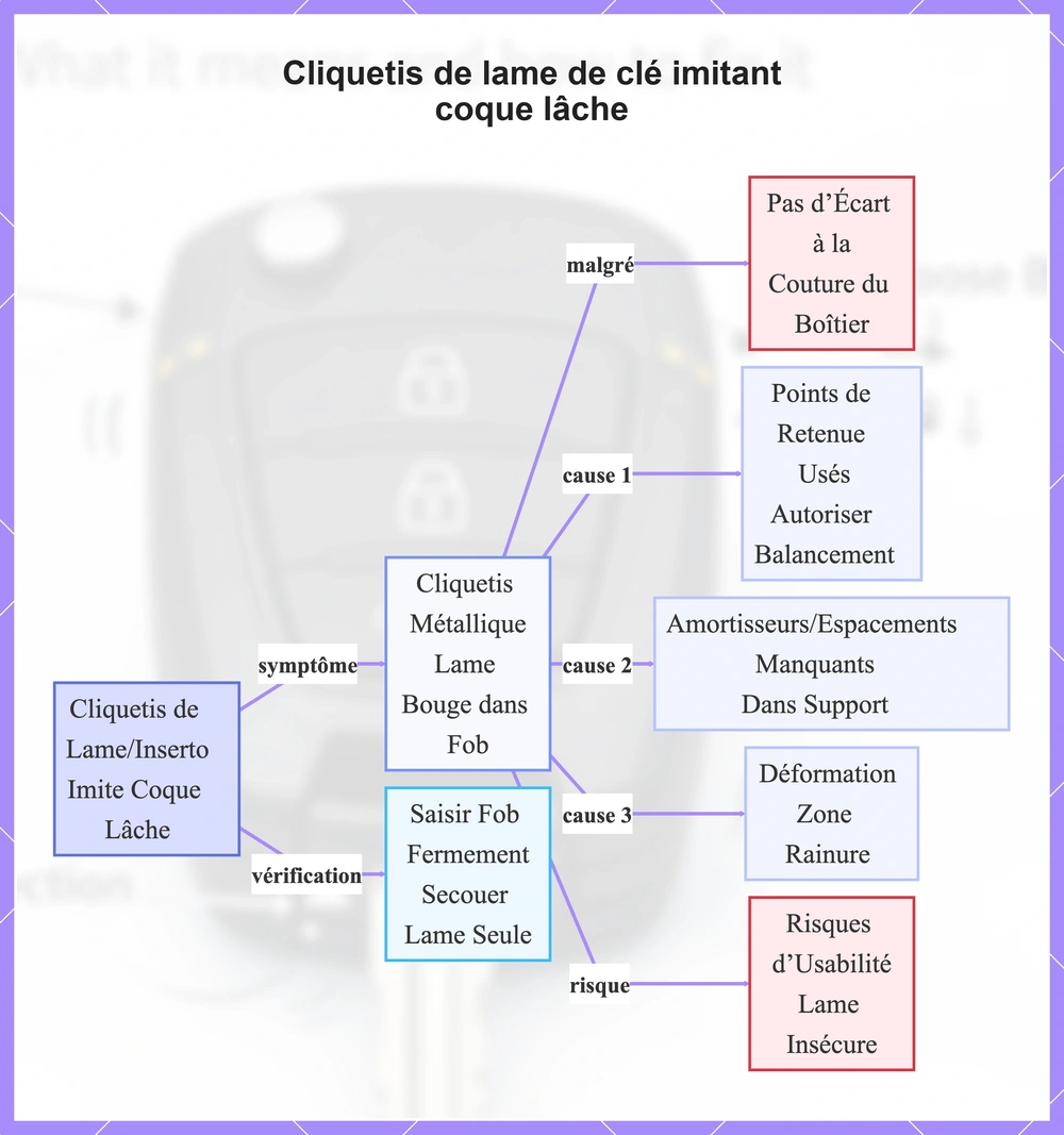 Cliquetis de lame de clé imitant coque lâche