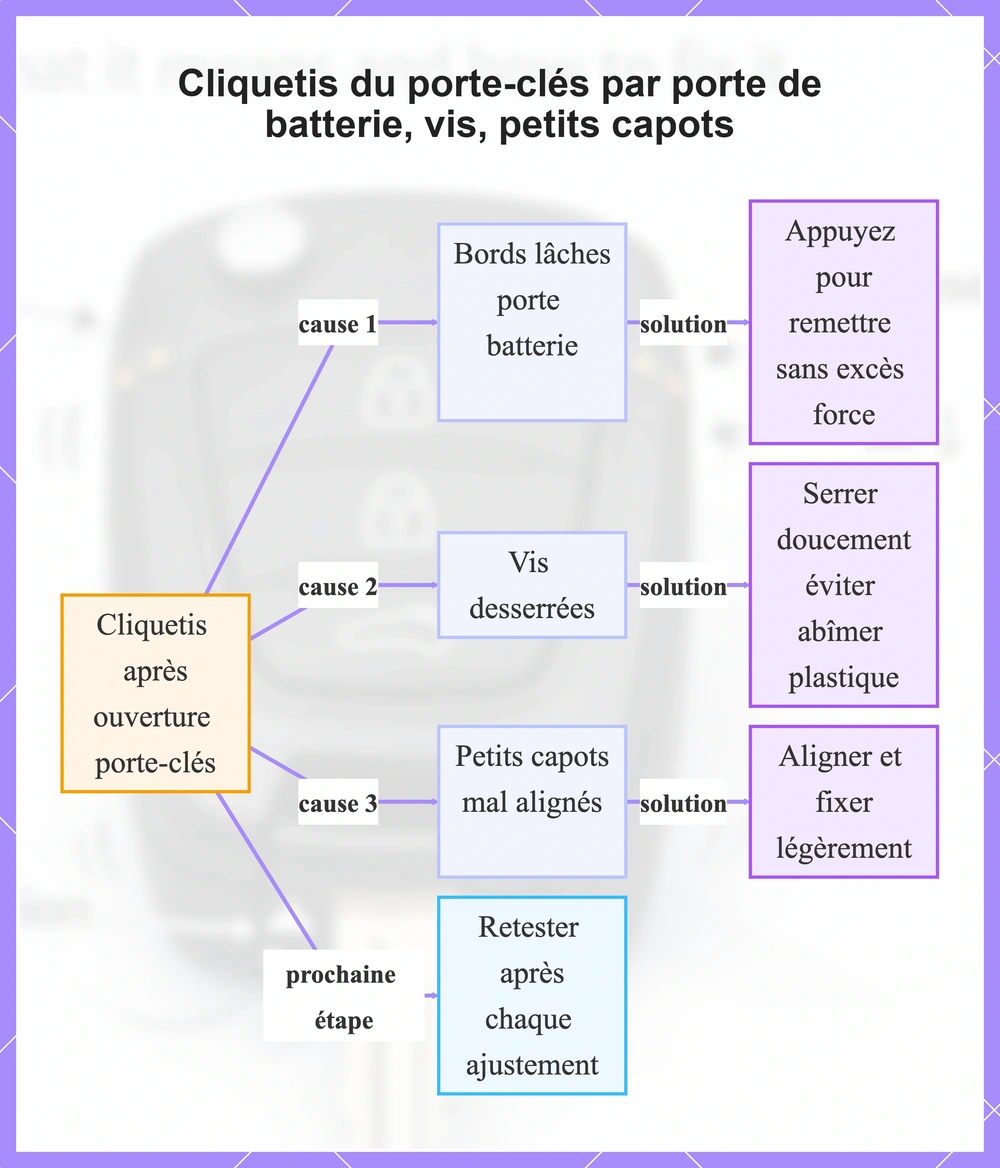 Cliquetis du porte-clés par porte de batterie, vis, petits capots
