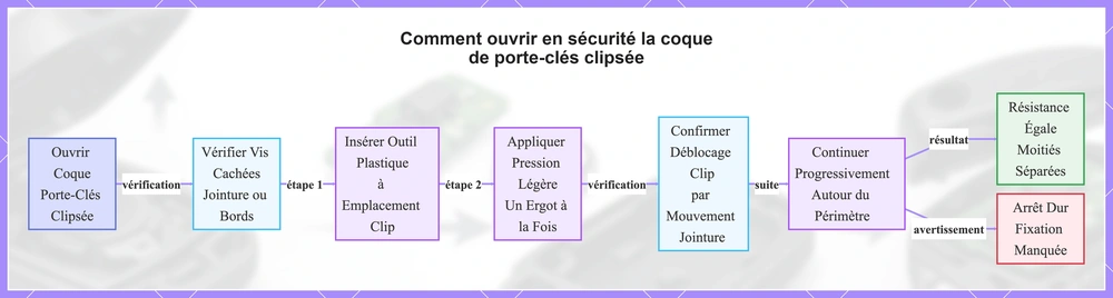 Comment ouvrir en sécurité la coque de porte-clés clipsée