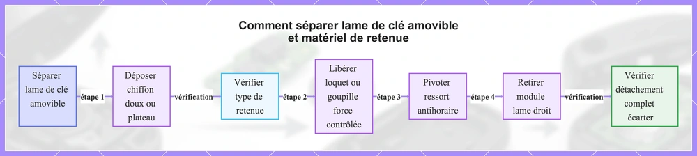 Comment séparer lame de clé amovible et matériel de retenue