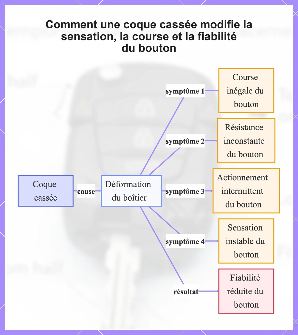 Comment une coque cassée modifie la sensation, la course et la fiabilité du bouton