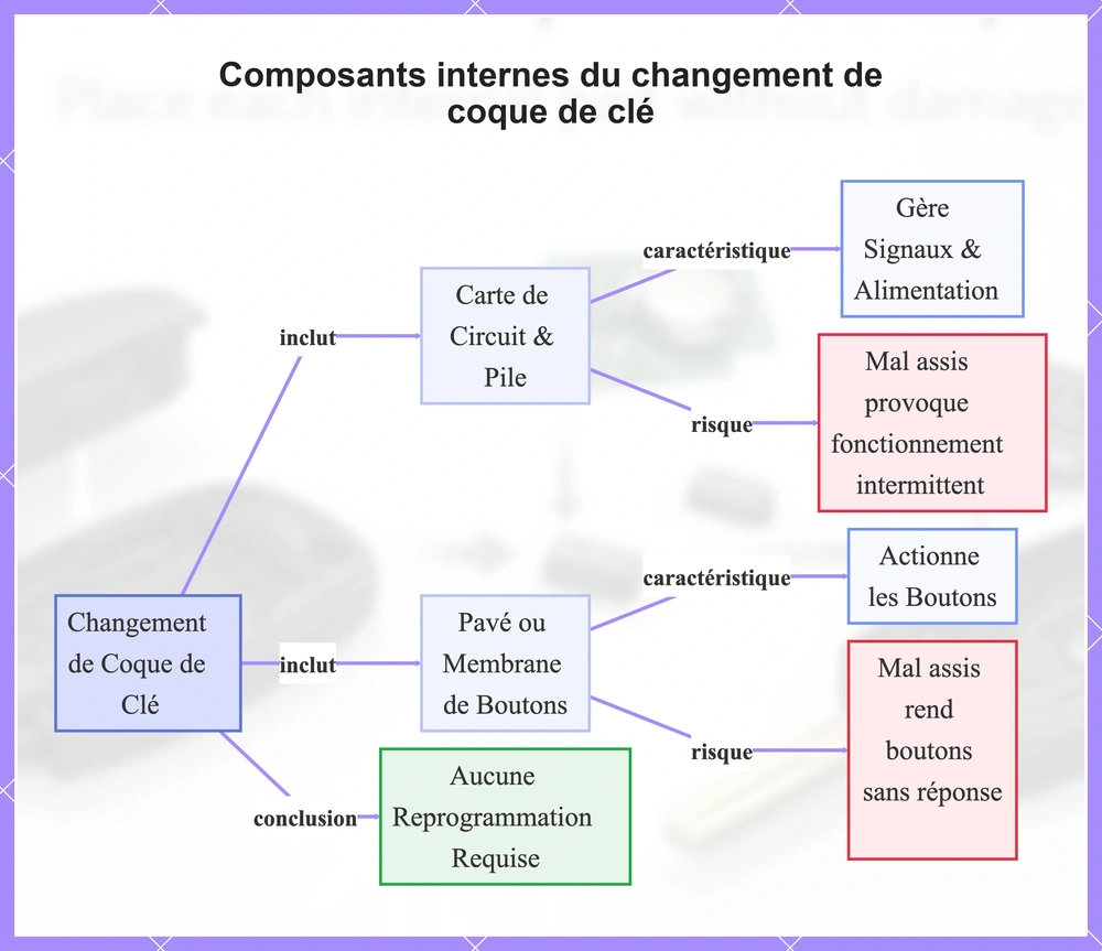 Composants internes du changement de coque de clé