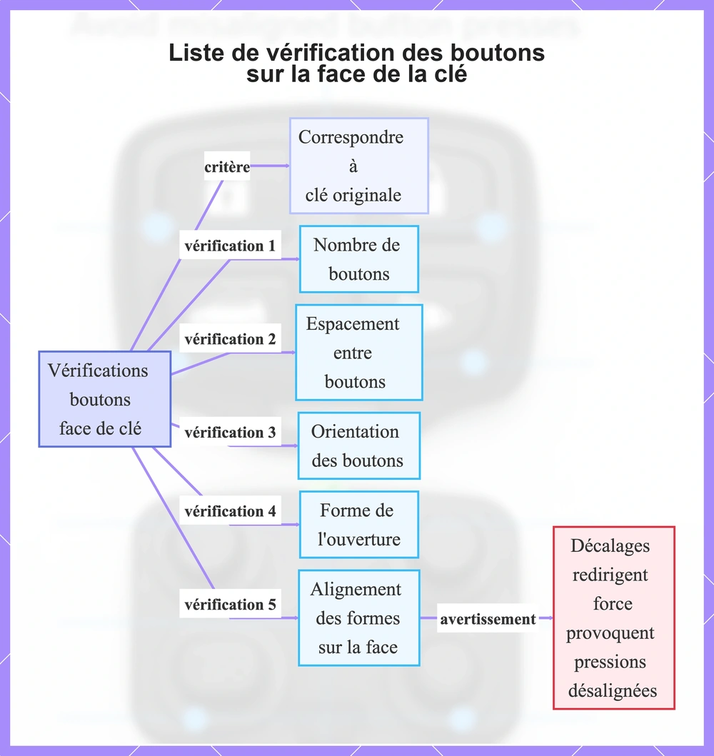 Liste de vérification des boutons sur la face de la clé