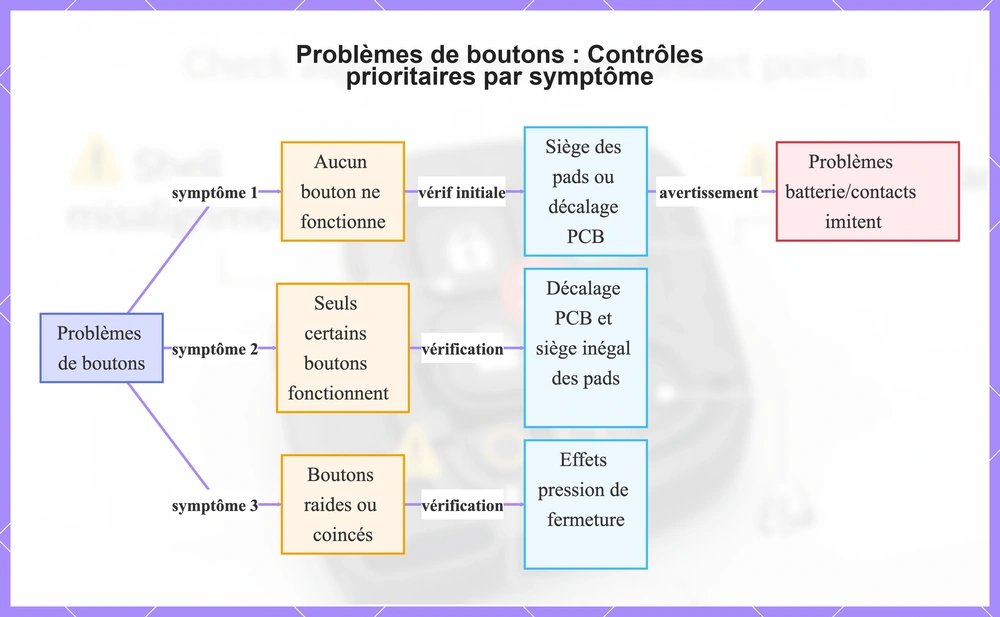 Problèmes de boutons : Contrôles prioritaires par symptôme