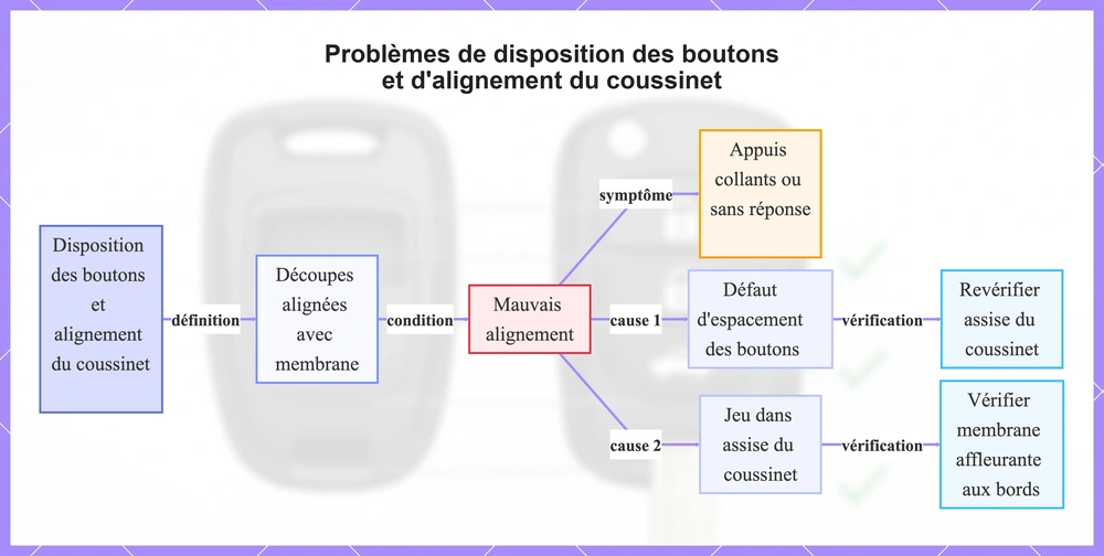 Problèmes de disposition des boutons et d'alignement du coussinet