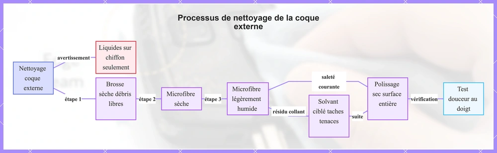 Processus de nettoyage de la coque externe