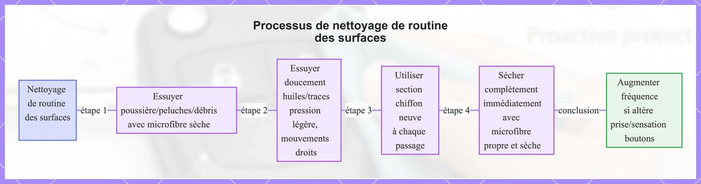 Processus de nettoyage de routine des surfaces