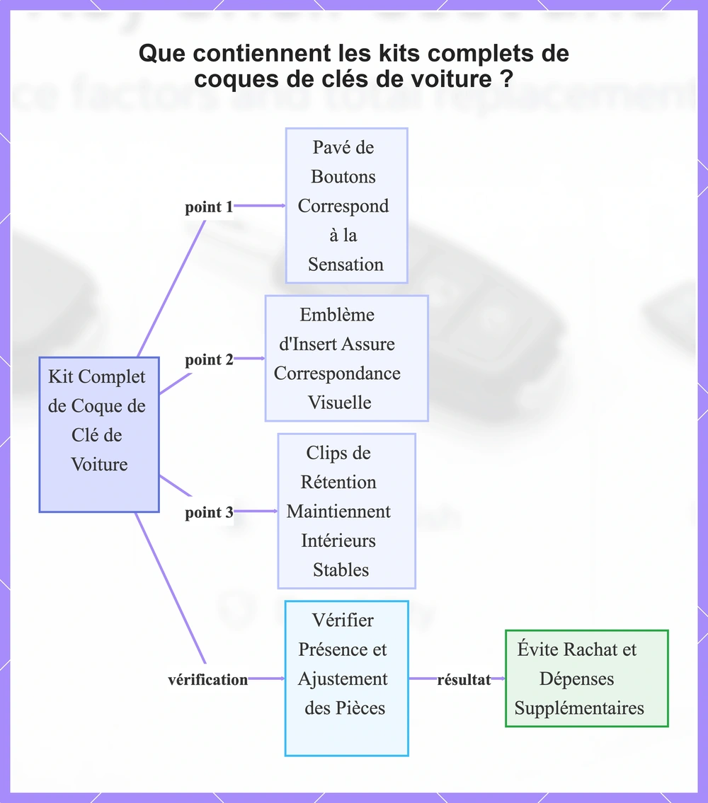 Que contiennent les kits complets de coques de clés de voiture ?