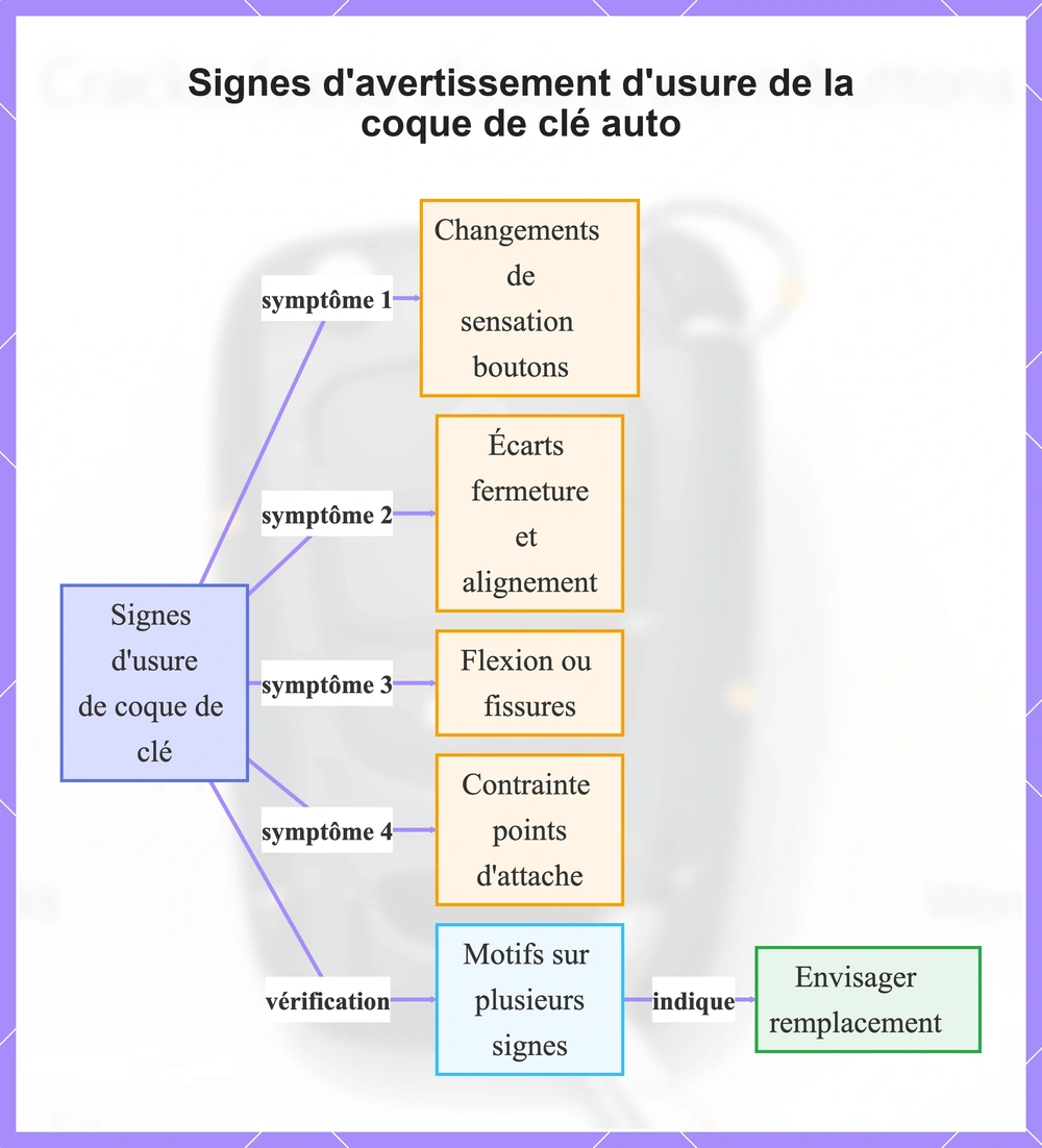 Signes d'avertissement d'usure de la coque de clé auto