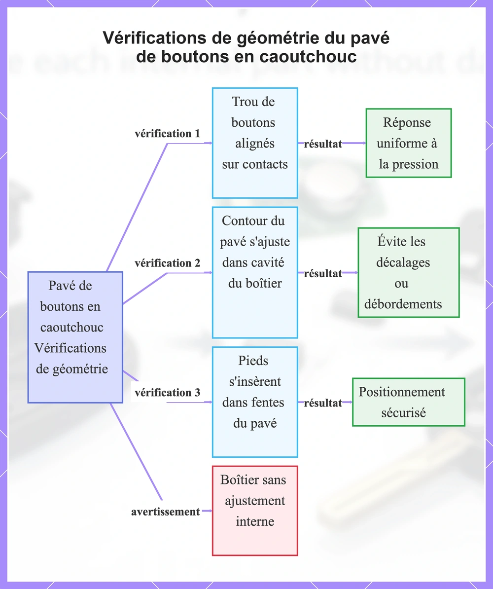 Vérifications de géométrie du pavé de boutons en caoutchouc