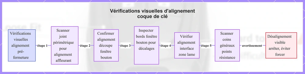 Vérifications visuelles d'alignement coque de clé