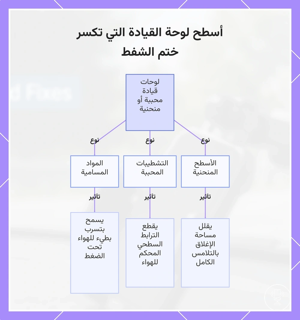 أسطح لوحة القيادة التي تكسر ختم الشفط