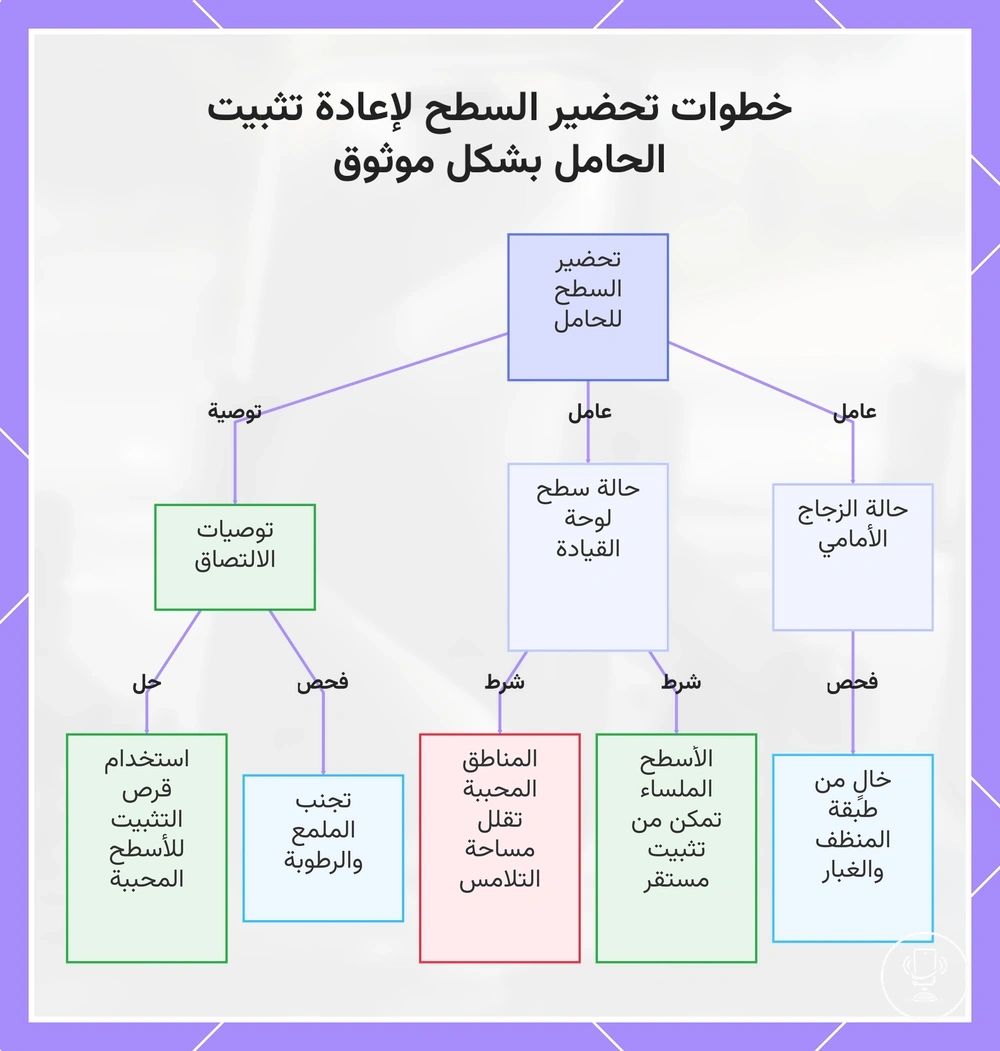 خطوات تحضير السطح لإعادة تثبيت الحامل بشكل موثوق