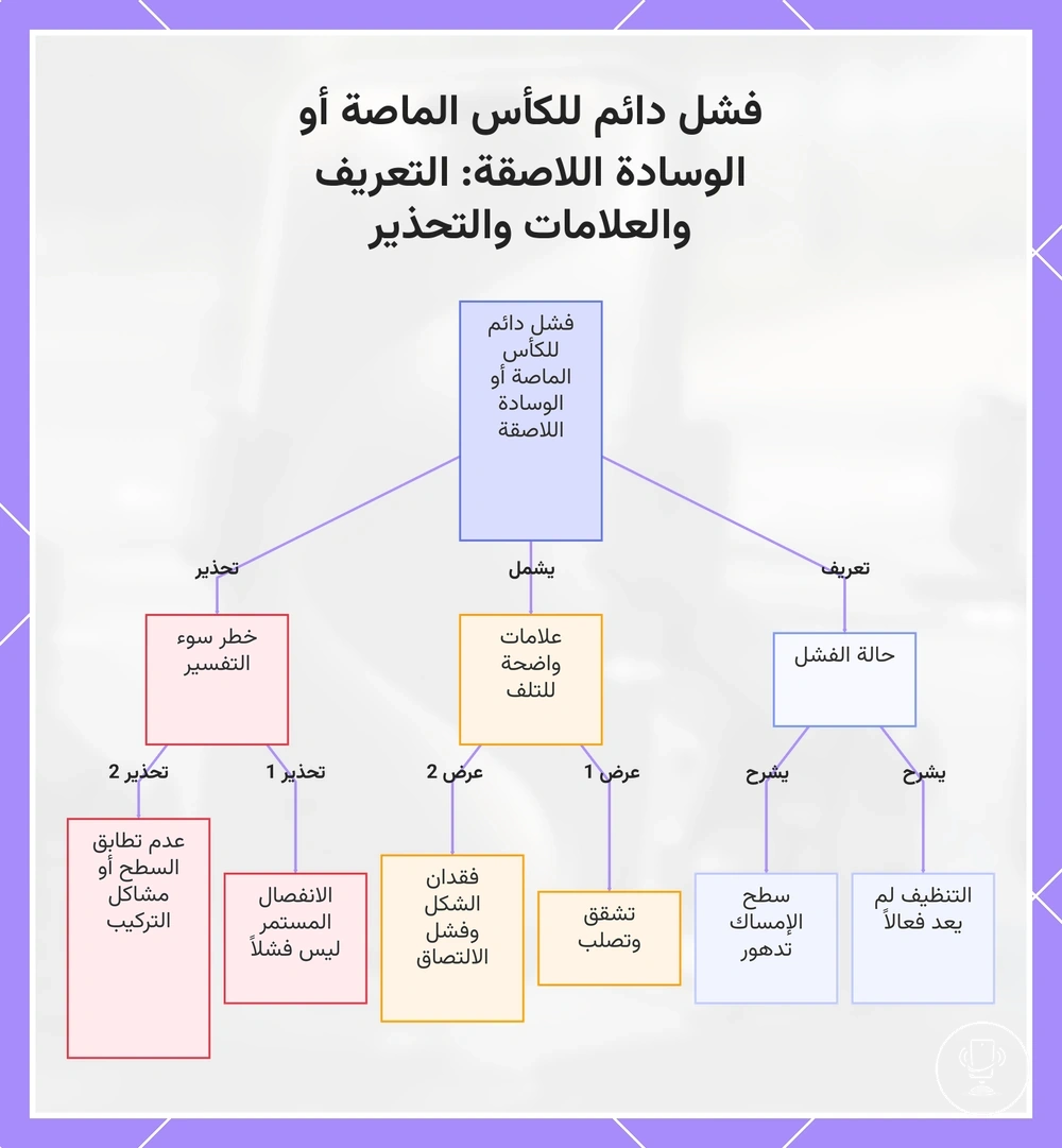فشل دائم للكأس الماصة أو الوسادة اللاصقة: التعريف والعلامات والتحذير