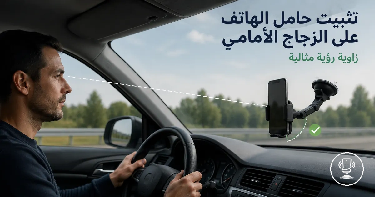 حامل هاتف مثبت بالشفط على الزجاج الأمامي داخل السيارة بزاوية رؤية مثالية