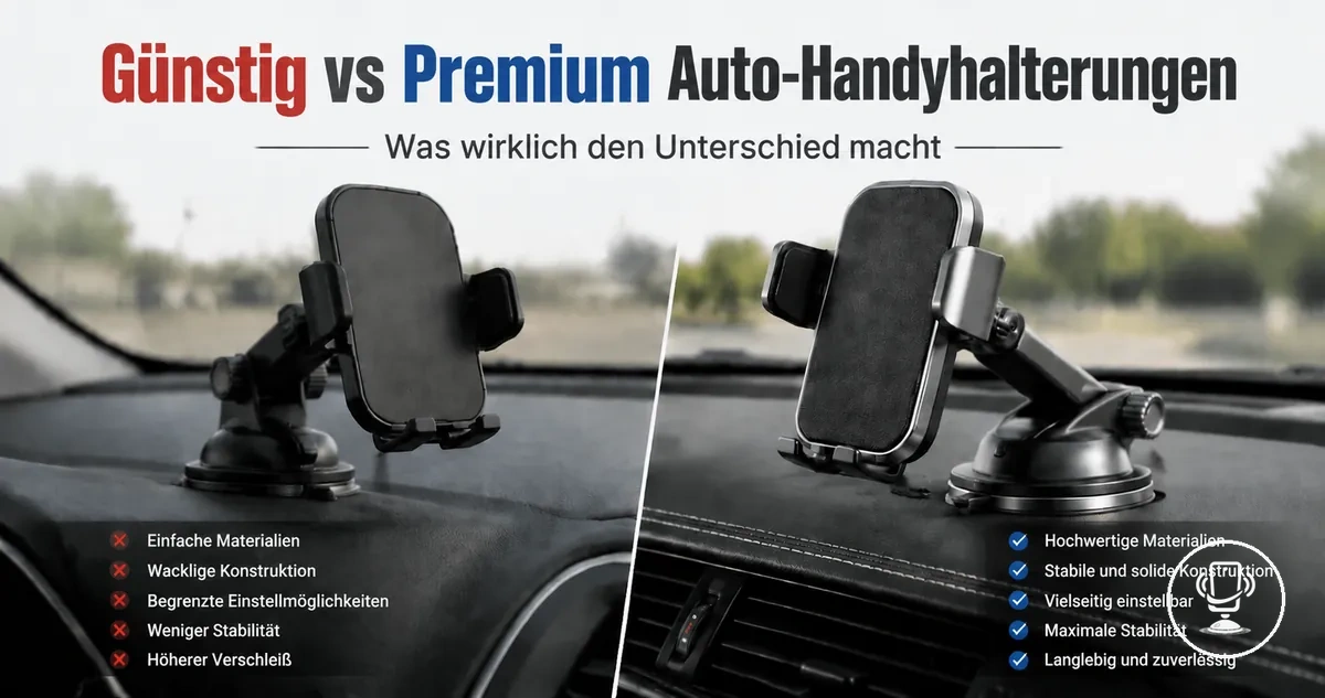 Vergleich zwischen günstigen und Premium Auto-Handyhalterungen mit Fokus auf Qualität und Stabilität