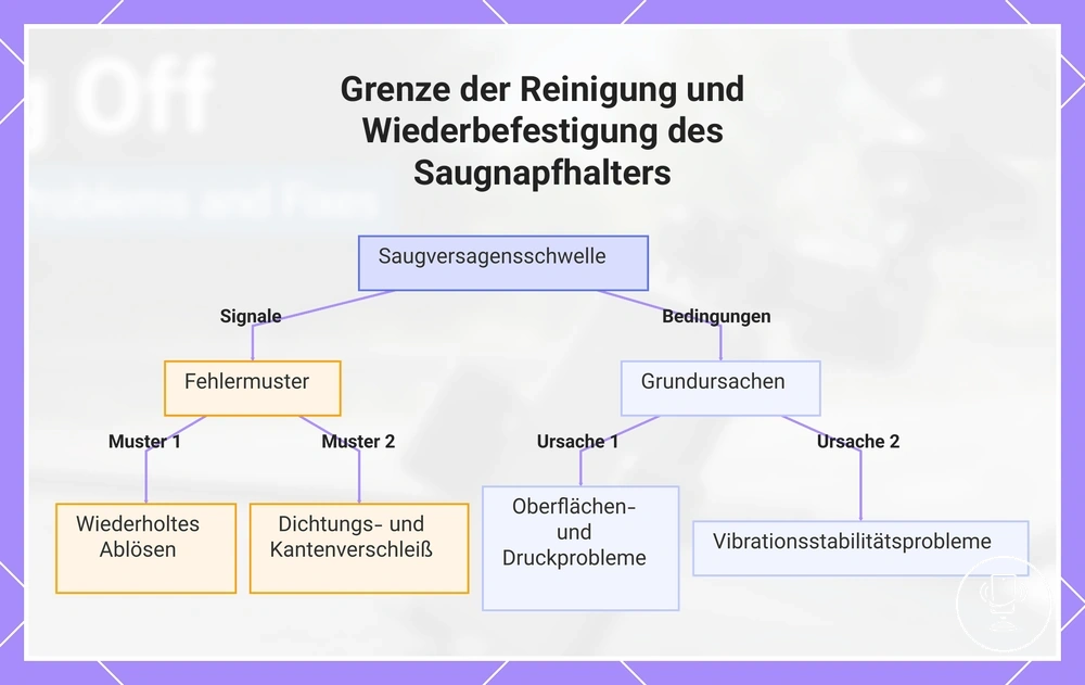 Grenze der Reinigung und Wiederbefestigung des Saugnapfhalters
