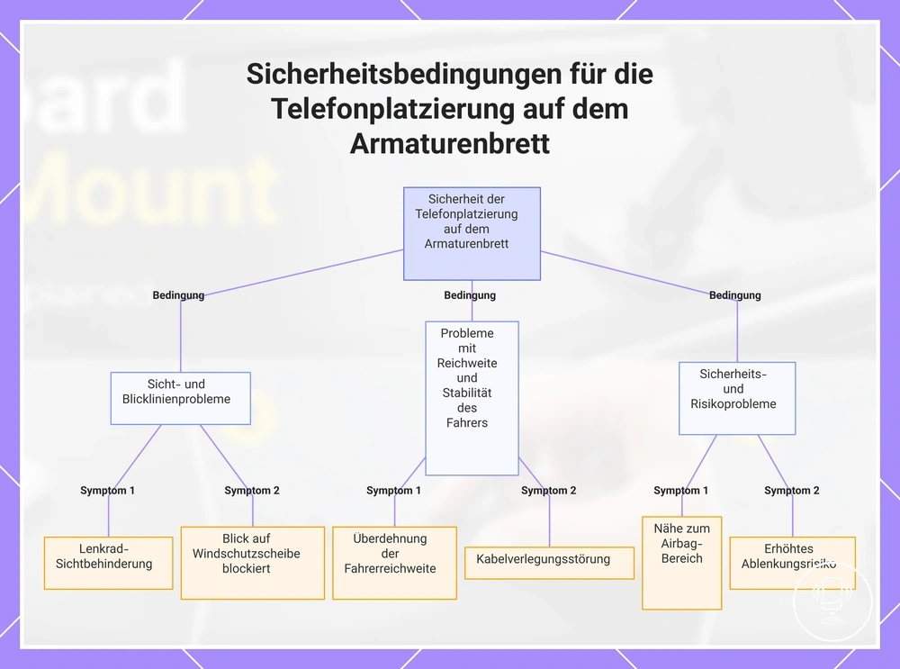 Sicherheitsbedingungen für die Telefonplatzierung auf dem Armaturenbrett