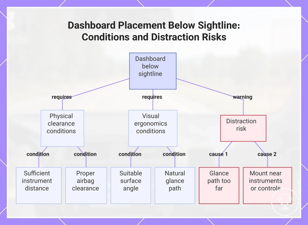 Dashboard Placement Below Sightline: Conditions and Distraction Risks