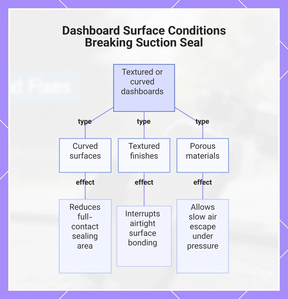 Dashboard Surface Conditions Breaking Suction Seal