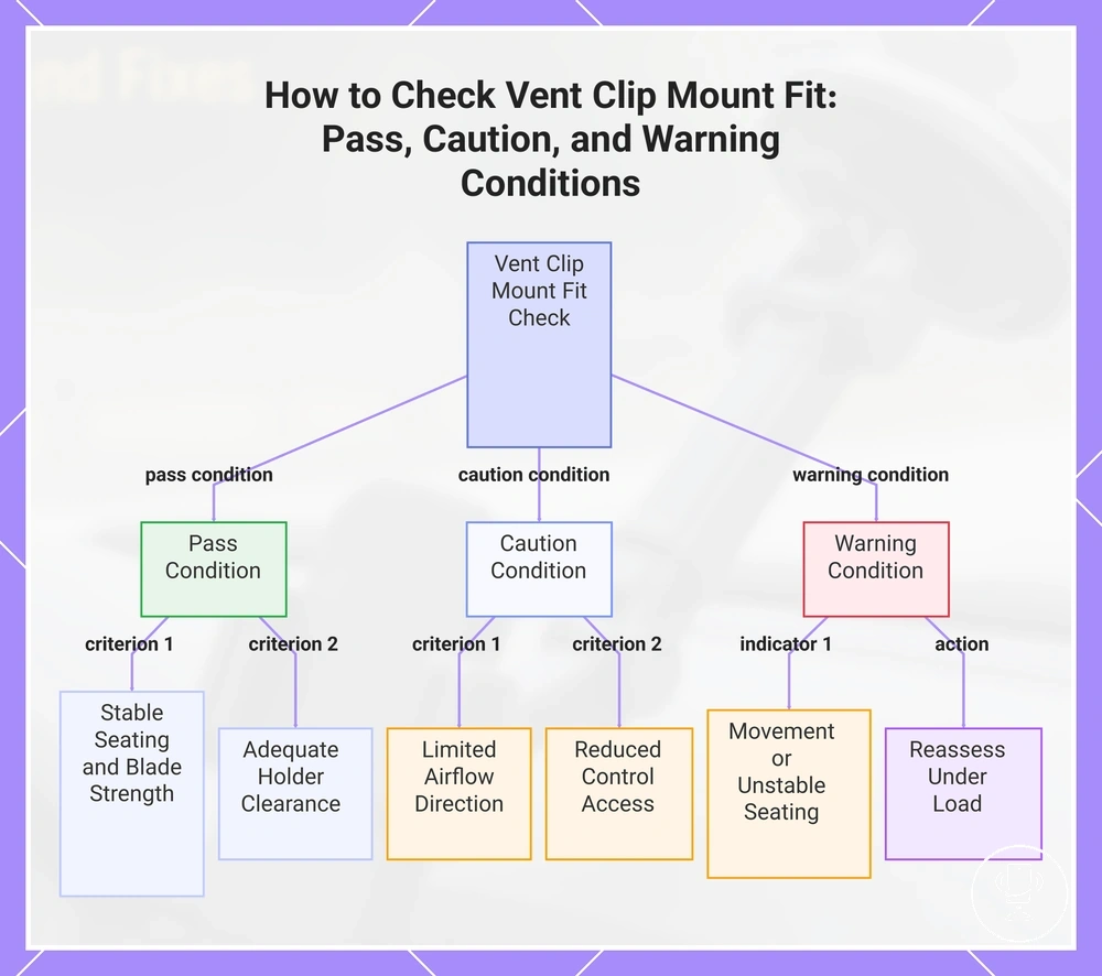 How to Check Vent Clip Mount Fit: Pass, Caution, and Warning Conditions