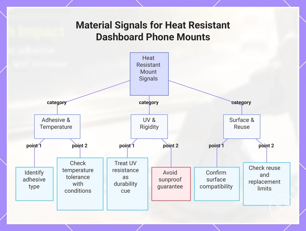 Material Signals for Heat Resistant Dashboard Phone Mounts