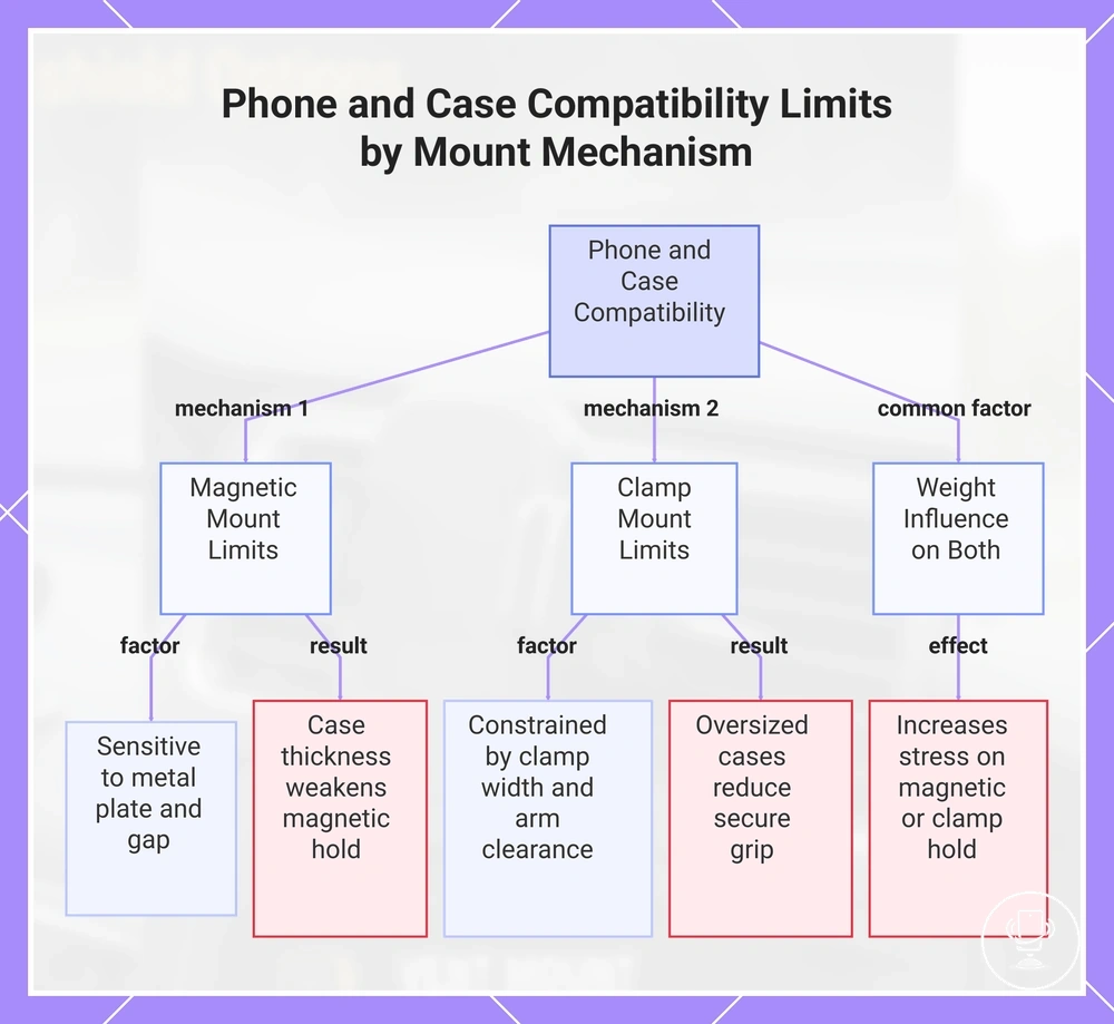 Phone and Case Compatibility Limits by Mount Mechanism
