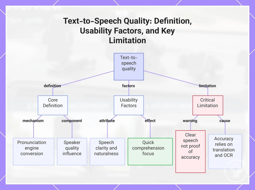 Text-to-Speech Quality: Definition, Usability Factors, and Key Limitation