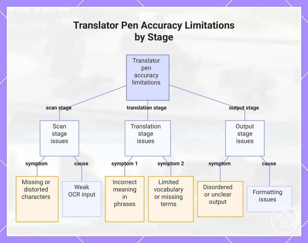 Translator Pen Accuracy Limitations by Stage