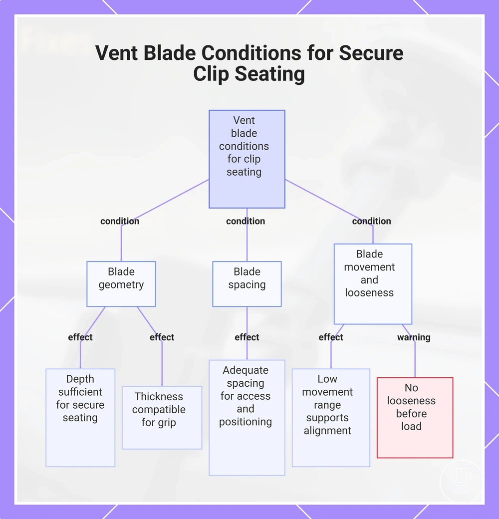 Vent Blade Conditions for Secure Clip Seating