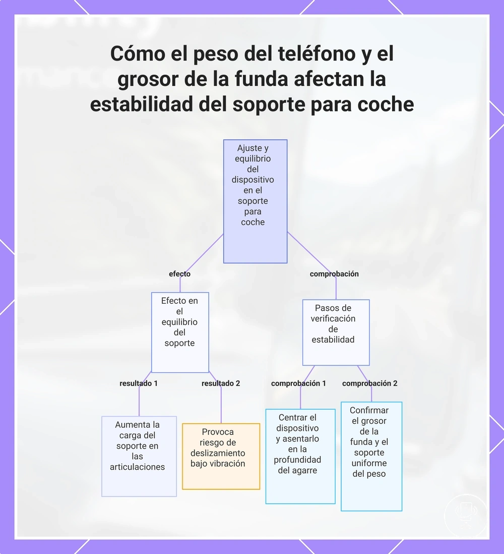 Cómo el peso del teléfono y el grosor de la funda afectan la estabilidad del soporte para coche
