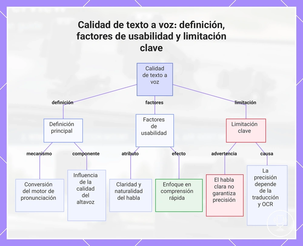 Calidad de texto a voz: definición, factores de usabilidad y limitación clave
