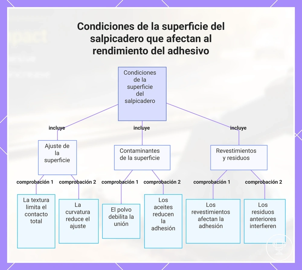 Condiciones de la superficie del salpicadero que afectan al rendimiento del adhesivo