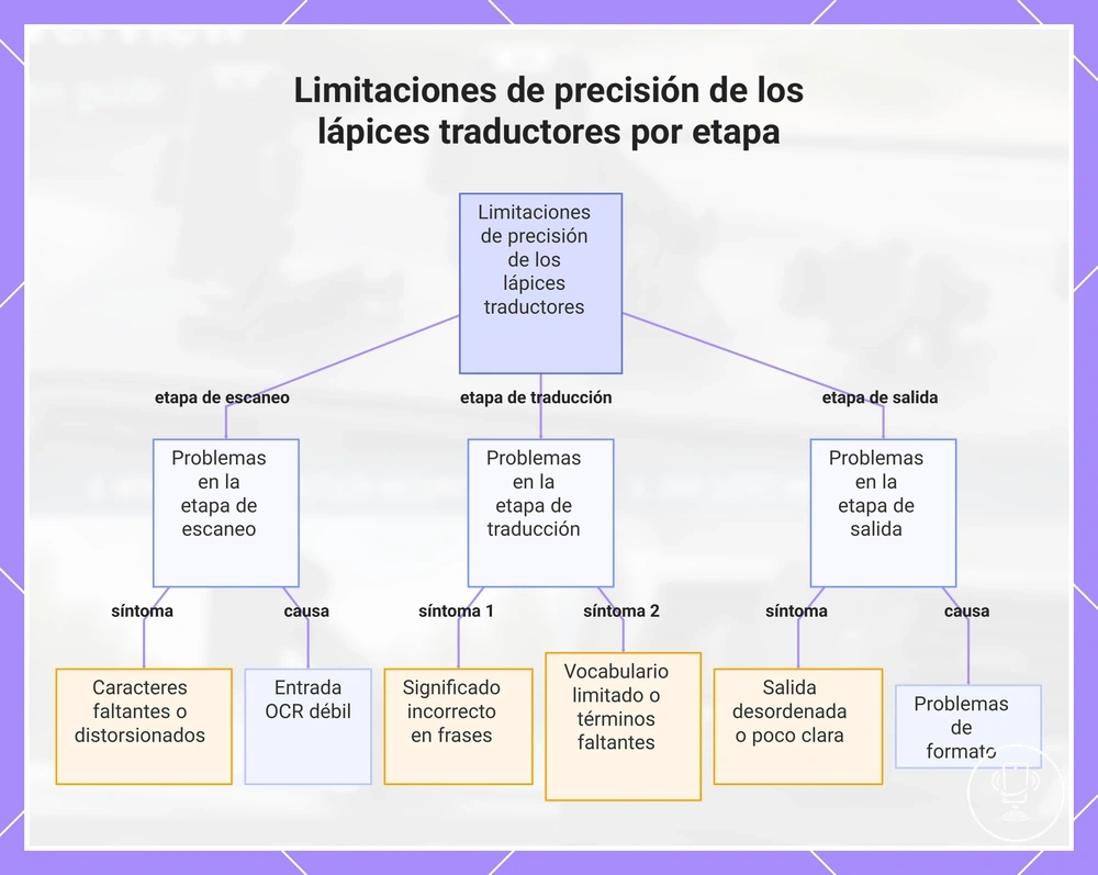 Limitaciones de precisión de los lápices traductores por etapa