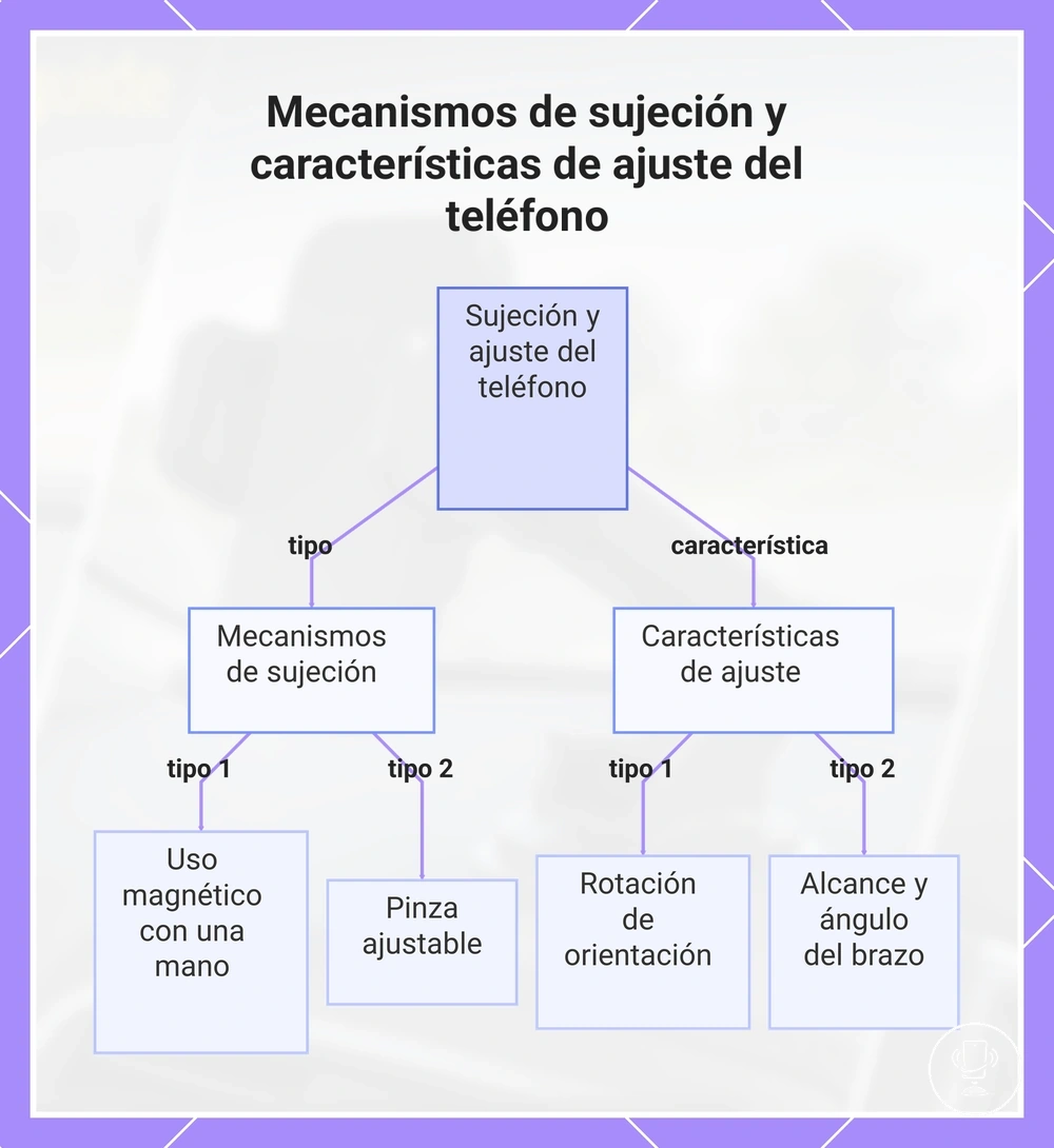 Mecanismos de sujeción y características de ajuste del teléfono