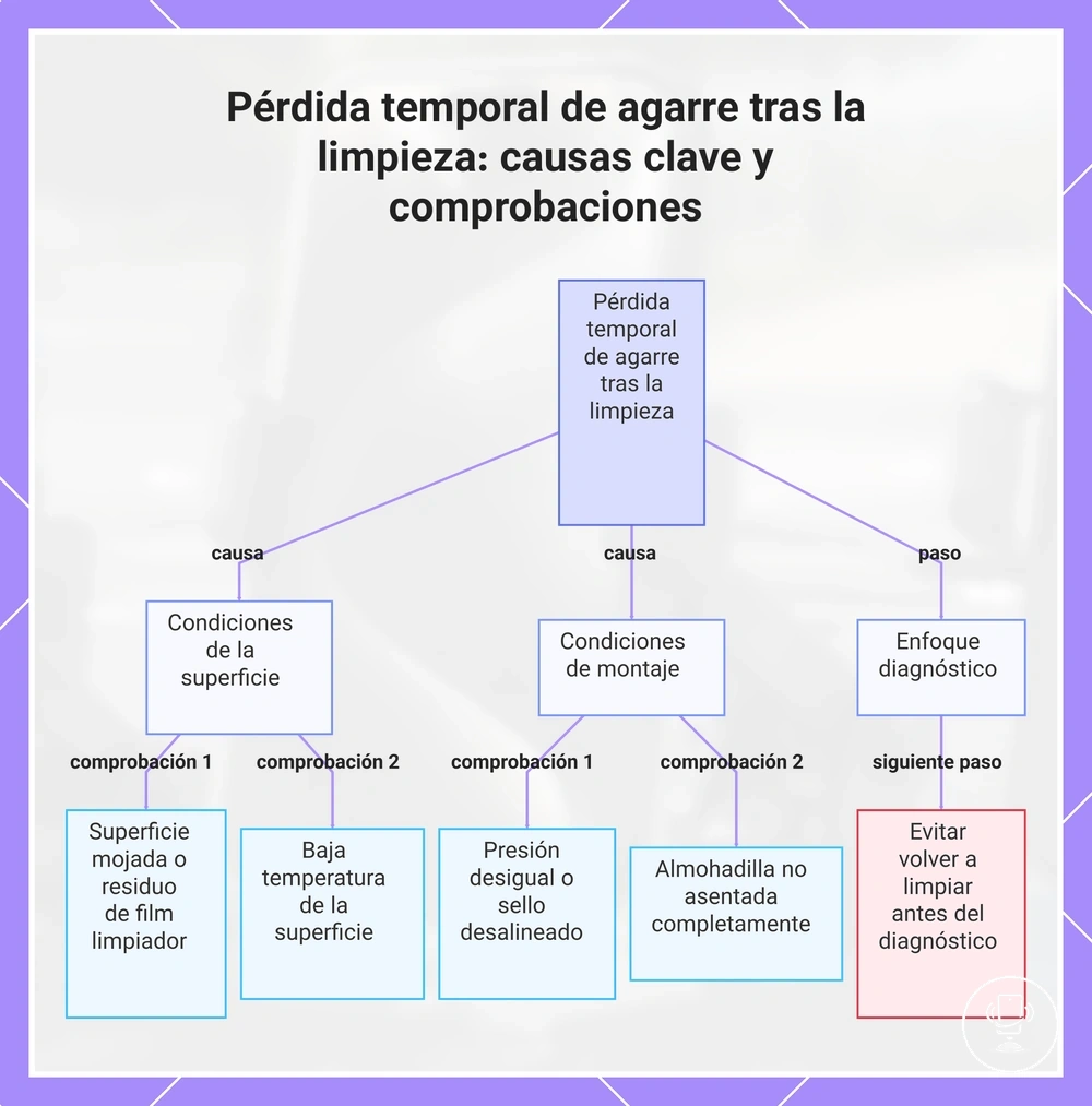 Pérdida temporal de agarre tras la limpieza: causas clave y comprobaciones