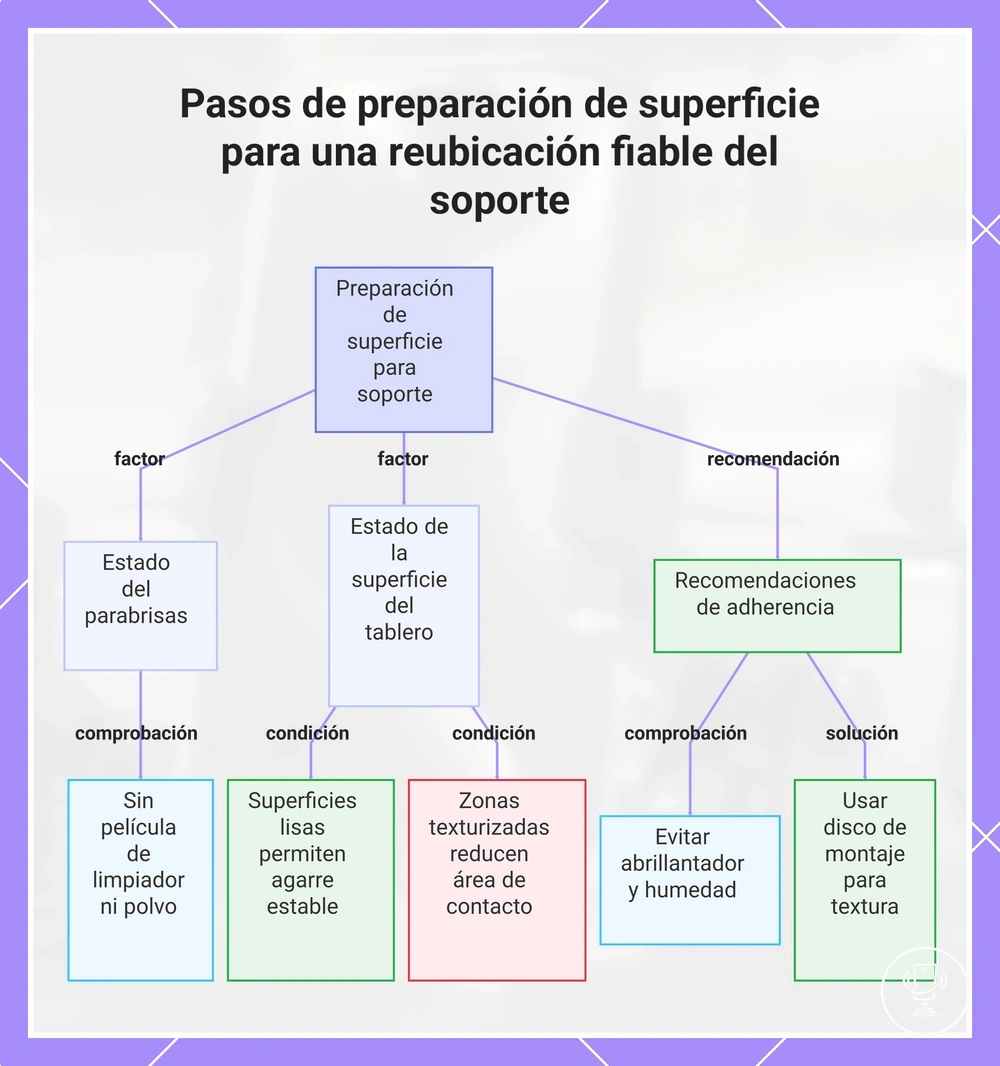 Pasos de preparación de superficie para una reubicación fiable del soporte