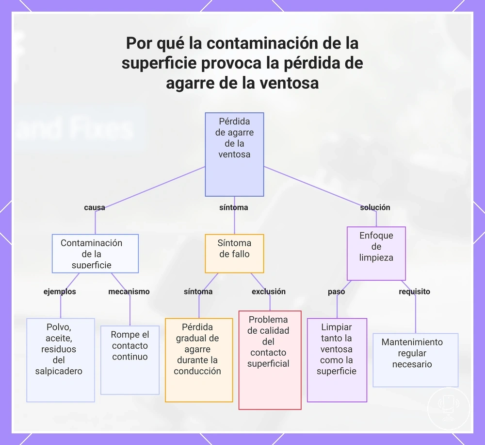 Por qué la contaminación de la superficie provoca la pérdida de agarre de la ventosa