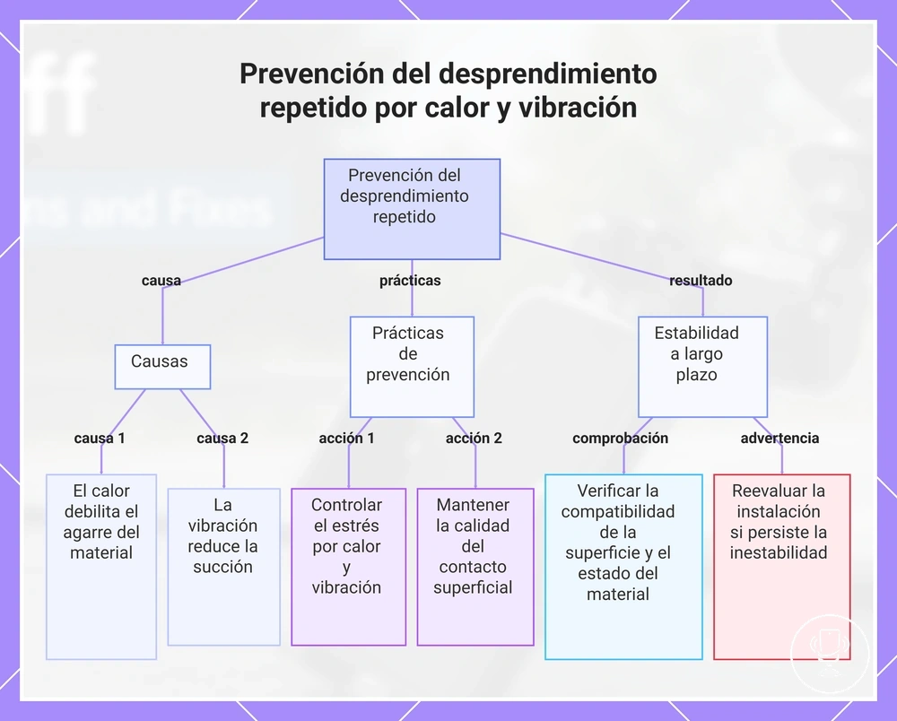 Prevención del desprendimiento repetido por calor y vibración